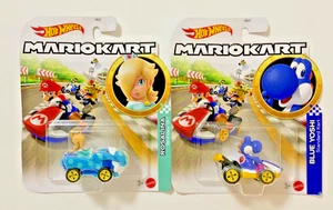ROSALINA & BLUE YOSHI Hot Wheels Mario Kart Die-Cast Race Karts Cars - Picture 1 of 1