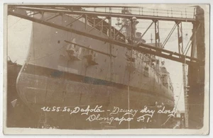 Barco de la Armada USS Dakota de la Primera Guerra Mundial de 1915 en dique seco - FOTO REAL Olongapo, Filipinas - Imagen 1 de 2