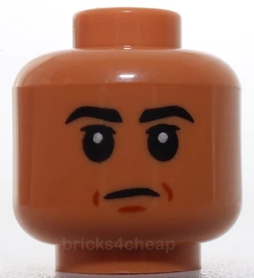 Lego Nougat Head Black Eyebrows Dark Orange Chin Dimple Smirk Sad Closed Mouth - Image 1 of 2