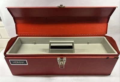 Vintage Homak Heavy Duty Metal Tool Box Chest w/removable Grey Tray 19 x 6 x 6” - Image 1 of 4