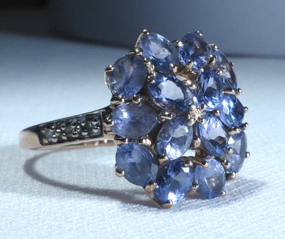 9ct Gold Ring Tanzanite Diamond 1.5ct UK Hallmark Size O Boxed - Image 1 of 4