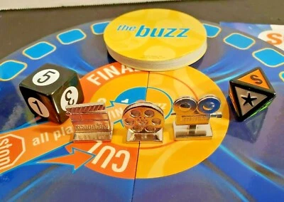 2003 Scene It DVD Pieces - 3 Metal Player Tokens 6 & 8 Sided Dice Trivia Cards.. - Image 1 of 3