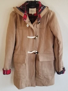 Thread & Supply kleine Jacke beige rot kariert gefüttert Druckknöpfe Kapuze Taschen  - Bild 1 von 21