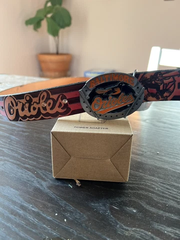 Vintage 1993 Baltimore Orioles belt buckle and belt only Combo On eBay SZ 40 Cover