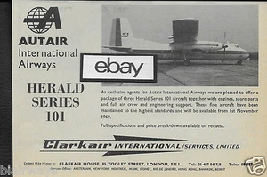 AUTAIR INTERNATIONAL AIRWAYS 1969 HERALD SERIES 101 FOR SALE AD - Bild 1 von 1