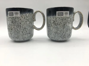 NEW Denby Halo Gray Speckle Mugs Pair Of 2 350ml - Picture 1 of 9