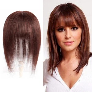 100 % echtes Echthaar Topper Toupee Haarteil Pony Bob Perücke Top Perücke für Frauen - Bild 1 von 19