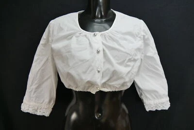 Gr.46 Dirndlbluse weiß Bluse für Dirndl Baumwollmischung mit Spitze B11734 - Bild 1 von 4