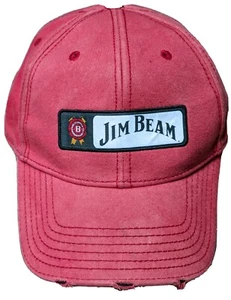 Jim Beam Whiskey Cap Strapback Adjustable Trucker Hat Distressed Stylemaster Red - Picture 1 of 9