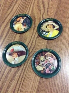 Lot of 4 Coca-Cola Metal Litho Victorian Ladies Coasters 1983 Ohio Art Co. - Picture 1 of 12