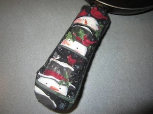 CHRISTMAS SNOWMAN BIRD HANDMADE FABRIC CAST IRON POT HANDLE SLEEVE COVER - Picture 1 of 1
