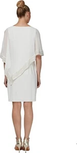 S.L. Fashions Damen Folie Cape Chiffon Kleid Größe 6 weiß - Bild 1 von 2
