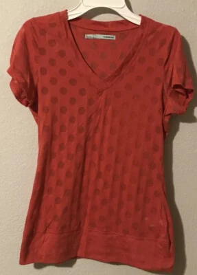 Camisa Maurices Para Mujer Talla Pequeña Roja Lunares Hecha en EE. UU. Cuello en V S/S B1089 Foto 1 de 4