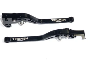 Triumph SCRAMBLER 900 2022-2025 LONG BLACK BRAKE AND CLUTCH LEVER SET engraved - Picture 1 of 7