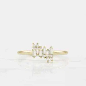 Minimalist Cluster Engagement Ring 0.9ct Simulated Yellow Gold Plated - Picture 1 of 4