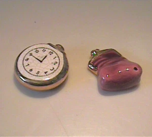 VINTAGE 1960er MINIATUR KERAMIK ARCADIA SHAKER UHR UND MÜNZBÖRSE SHAKER - Bild 1 von 2