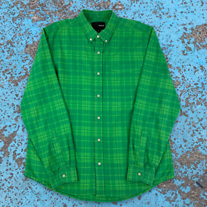 Hurley Heavy Cotton Button Down Long Sleeve Shirt Green L