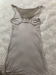 Guess by MARCIANO Y2K Cocktail Top/Kleid Beige M Ärmellos Perlen Rücken Viskose - Bild 1 von 10