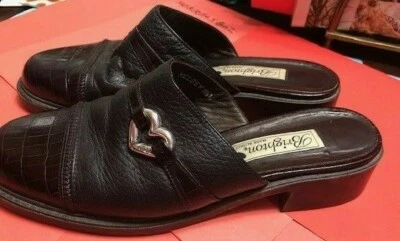 Mulas de cuero marrón y negro BRIGHTON 8,5 M con corazón plateado Kelsey Foto 1 de 4