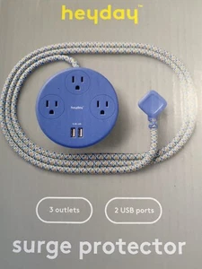 Heyday 3 Outlet Surge Protector With 2 Usb Port Hub Blue - Picture 1 of 2
