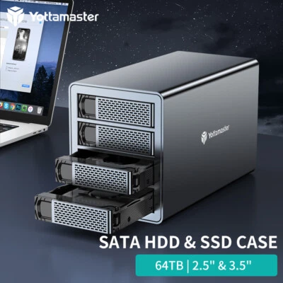 Aluminium 2 4 5 Fach USB3.0 Festplattengehäuse Ghäuse für 2,5" 3,5" SATA HDD SSD - Bild 1 von 4