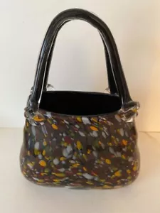 Brown Crystal Purse Vase or storage "Amber" by Block Crystal lead free. - Picture 1 of 6