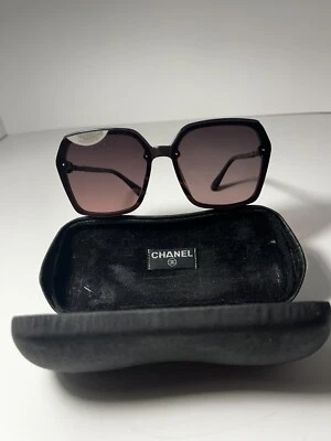 Authentic CHANEL Sunglasses, Black Matte/Purple Italy Made - Image 1 of 4