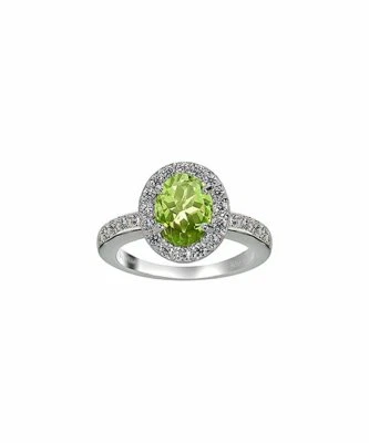 Anillo Halo Ovalado Plata Esterlina y Peridoto Mujer Joyas Duraderas Talla 7 #PR11601 Foto 1 de 3