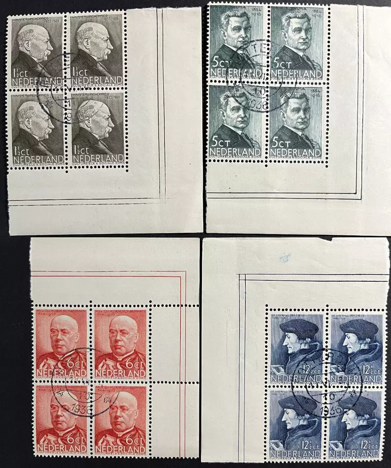 Netherlands Scott# B86-B89  Corner blocks of 4 Used Socked on the nose cancel - Image 1 of 1