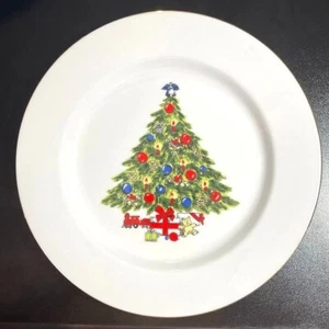 Sea Gull Fine China SGU1 Christmas Tree Dinner Plate Gold Rim 10.5" Jian Shiang - Picture 1 of 5