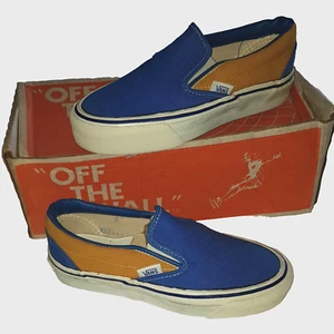 VANS #98 Zapatos de Patineta Sin Cordones Años 70 Vintage Hechos en los EE. UU. Entrenadores 3 R/Dorados - Imagen 1 de 15