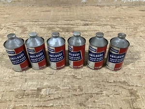Set Of SIX Cool Old Prestone Anti Rust Tin Cans - From The 1950’s- FREE USA Ship - Picture 1 of 6