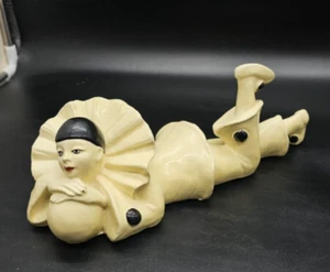 Pierrot Harlequin Ceramic Mime French Clown Laying 10" Figure 1980 Vtg - Picture 1 of 10