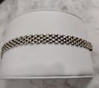 Modern Sterling Silver 925 Woven Link Textured Bracelet Italy 7.25"