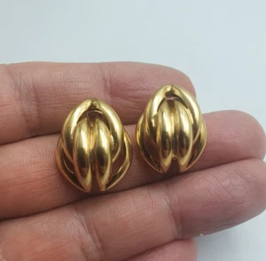Orecchini vintage in oro 9 ct, borchie design nodo grande, retro farfalla - Foto 1 di 14