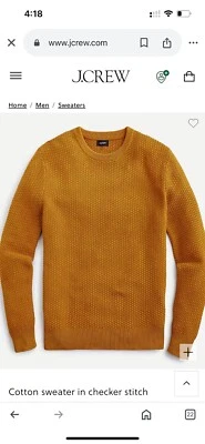 Nuevo sin etiquetas Suéter J Crew Para Hombres Cuello Redondo Algodón Punto a Cuadros XL Dorado Reimaginado 1F Foto 1 de 4