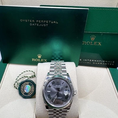 Reloj Rolex Datejust 36 126234 18K estriado esfera Wimbledon Jubileo para hombre B&P Foto 1 de 4