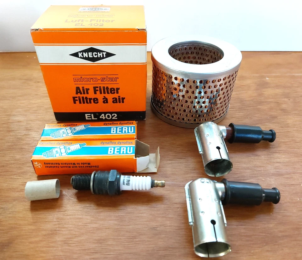 NOS BMW Motorcycle KNECHT Air Filter EL 402 & BERU Sparkplugs & Covers WOA6/14P - image 1 of 4