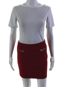 Artelier Nicole Miller Womens Front Zipper Pockets Mini Skirt Red Size 0 - Picture 1 of 6