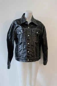 Mens Eytys Black White Stitch Detail Button-Up Buck Tar Coated Denim Jacket XL - Picture 1 of 7