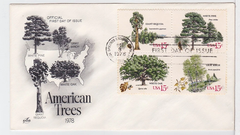 TurtlesTradingPost- American Trees 1978 #1764-67 FDC Artcraft Block of 4 - Image 1 of 1