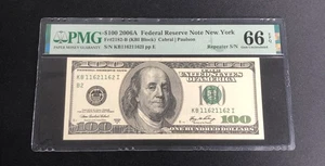 2006A Federal Reserve Note New York $100 FR#2182-B PMG 66 EPQ Gem UNC RARE - Picture 1 of 2