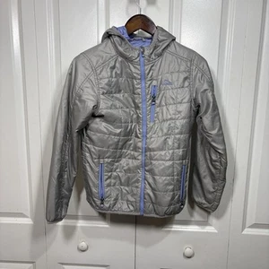 LL Bean Hooded Jacket Kids M Gray PrimaLoft Lightweight Packable Outdoor - Picture 1 of 10