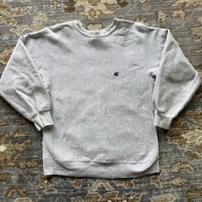 Sudadera Vintage Champion YOUTH L Gris Años 90 Tejido Inverso Cuello Redondo Hecha en EE. UU. Foto 1 de 4