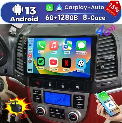 6G+128G Android13 For Hyundai Santa Fe 2 2006-2012 Car Stereo Radio GPS Navi SWC — 第 1/4 张图片