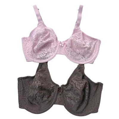 Бюстгальтер на косточках Wacoal Halo кружевной лот 2 розовый коричневый 34DD - Изображение 1 из 4