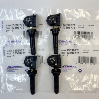 4X GENUINE TPMS TIRE PRESSURE SENSOR OEM 13598771 For BUICK CADILLAC CHEVROLET - Изображение 1 из 4