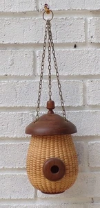 Handgefertigter handgewebter Korb im Nantucket-Stil Miniatur VOGELHAUS Ornament - Bild 1 von 14