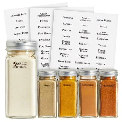 Talented Kitchen 125 Spice Labels Stickers, Clear Spice Jar Labels Preprinted - Image 1 of 4