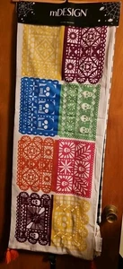 Table Runner Embroidered Colorful Halloween Skulls 16x85 In - Picture 1 of 6
